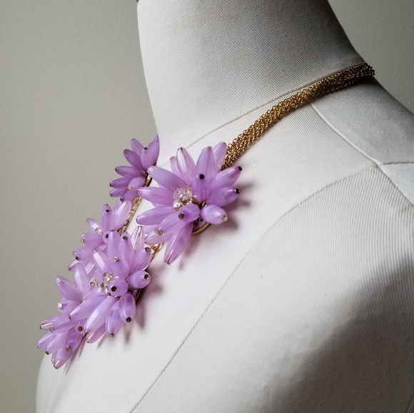 Kohl's Lt Purple Flower & Crystal Bead Necklace - Picture 6 of 8